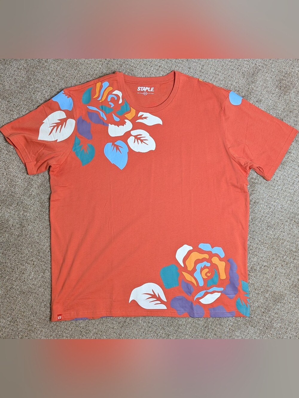 Staple Pigeon Floral Graphic T Shirt 3XL Orange Streetwear - Picture 8 of 16